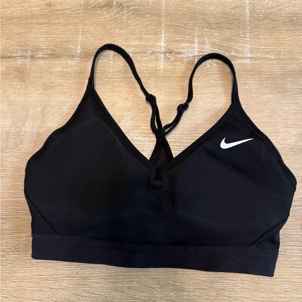 Nike Women's Black Sports Bra with White Logo